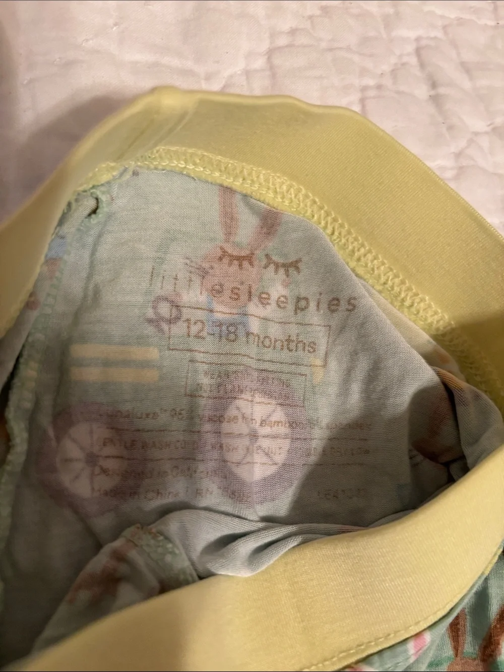 Little Sleepies Light Green Bunny Farm Pajama Set with Yellow Trim